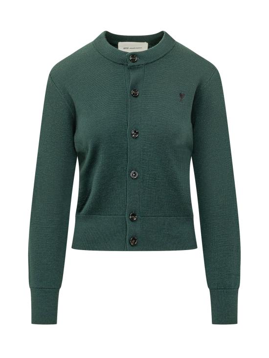 26FW 아미 크루넥 울 가디건 FKC361001 A258 VERT BOUTEILLE