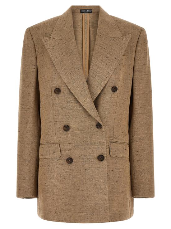 26SS 돌체앤가바나 더블 브레스티드 시칠리아 트위드 이펙트 자켓 F29YFTHUMWCS8230 Beige