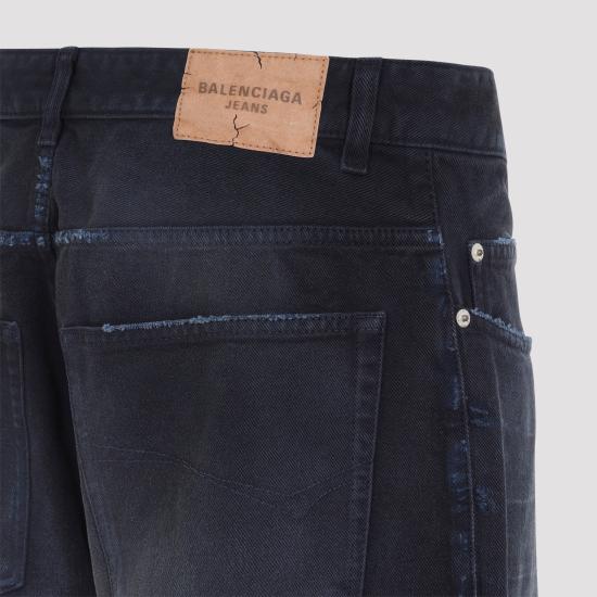26SS 발렌시아가 커브드 니 팬츠 857194 TTW64 8074 NAVY DIRTY DARK BLUE - BALENCIAGA