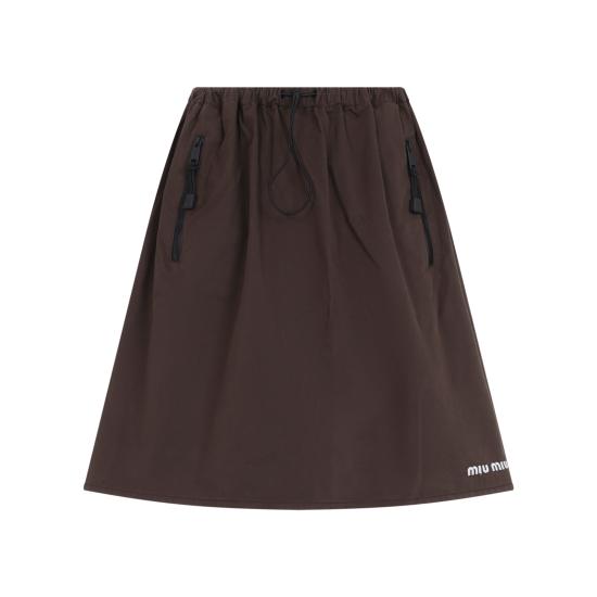 26FW 미우미우 워시드 개버딘 스커트 MG2755SOOO 19LW F0192 EBANO - MIU MIU