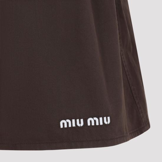 26FW 미우미우 워시드 개버딘 스커트 MG2755SOOO 19LW F0192 EBANO - MIU MIU