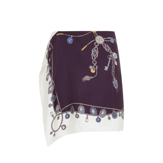 26FW 베르사체 미디 스커트 1025820 1A18636 5R880 BURGUNDY WHITE GOLD - VERSACE
