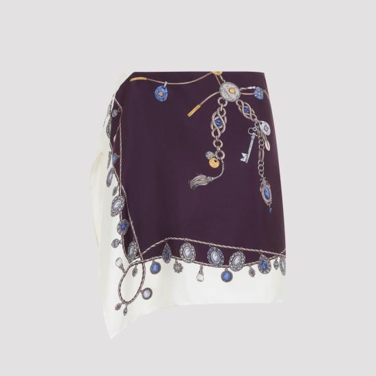 26FW 베르사체 미디 스커트 1025820 1A18636 5R880 BURGUNDY WHITE GOLD - VERSACE