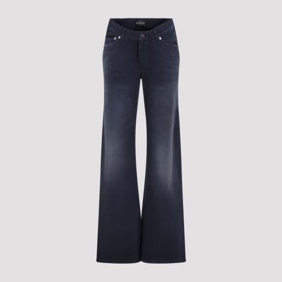 26SS 발렌시아가 커브드 Waist 팬츠 848019 TTW64 8074 NAVY DIRTY DARK BLUE