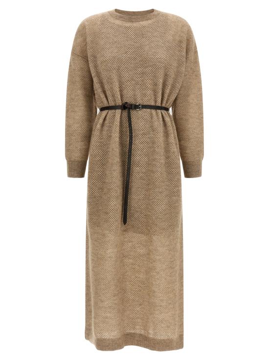 26FW 브루넬로 쿠치넬리 미디 원피스 MGG270A90PCZA11 Beige