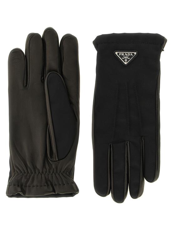 26FW 프라다 리나일론 나파 가죽 엘라스틱 커프 패널 장갑 2GG7952DWBF0002 Black - PRADA
