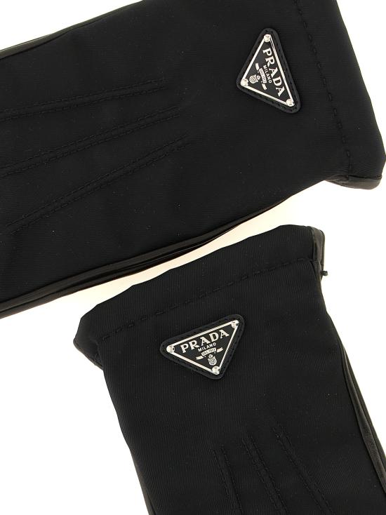26FW 프라다 리나일론 나파 가죽 엘라스틱 커프 패널 장갑 2GG7952DWBF0002 Black - PRADA