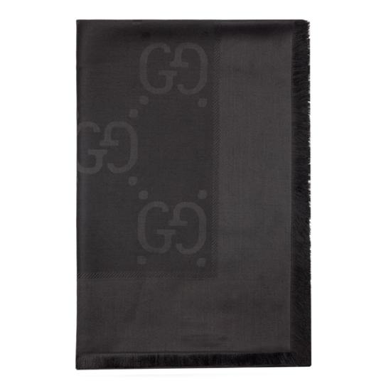 26FW 구찌 GG 자카드 실크 울 숄 6636713GC43 Black