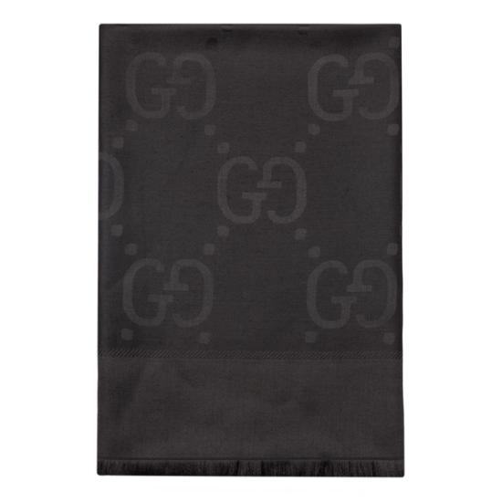 26FW 구찌 GG 자카드 실크 울 숄 6636713GC43 Black - GUCCI