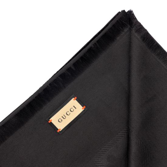 26FW 구찌 GG 자카드 실크 울 숄 6636713GC43 Black - GUCCI