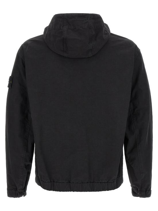 26FW 스톤 아일랜드 오가닉 코튼 립스톱 후드 오버셔츠 L2S151200011S0211V0029 Black - STONE ISLAND