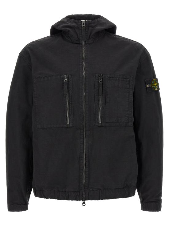 26FW 스톤 아일랜드 오가닉 코튼 립스톱 후드 오버셔츠 L2S151200011S0211V0029 Black