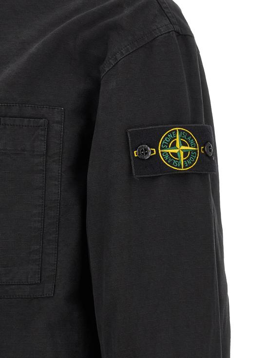 26FW 스톤 아일랜드 오가닉 코튼 립스톱 후드 오버셔츠 L2S151200011S0211V0029 Black - STONE ISLAND