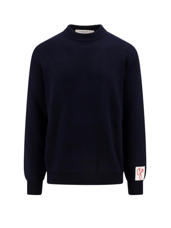 26FW 골든구스 로고 코튼 라운드넥 스웨터 GMP00841 P00066250486 BLUE
