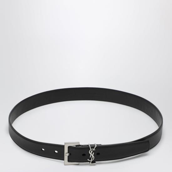 26FW 생로랑 카산드라 벨트 스퀘어 버클 스무스 레더 634437BOO0E Black