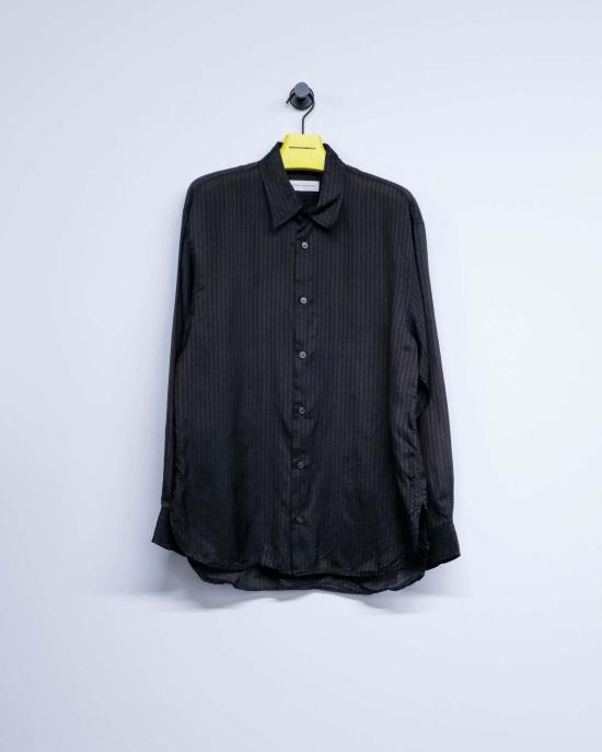  드리스 반 노튼 긴팔 셔츠 Dries Van Noten 스트라이프 쿠프로 크룸  다크 브라운 - DRIES VAN NOTEN