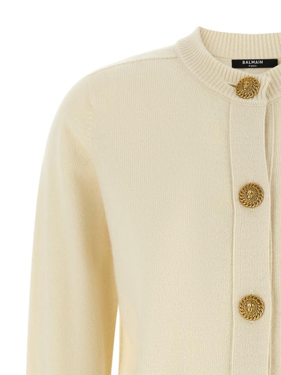 26FW 발망 가디건 친환경 캐시미어 가디건 스웨터 및 가디건 (화이트) - BALMAIN
