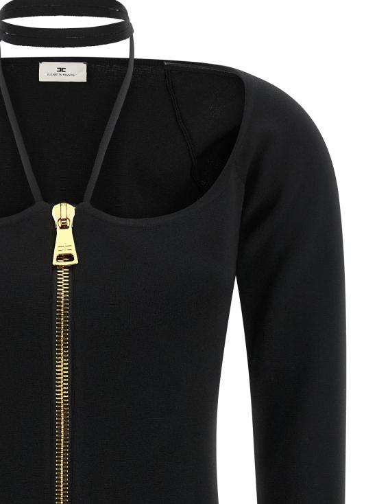 26FW 엘리자베타프랜치 숏 원피스 패브릭 스티치 니트 드레스 블랙 - ELISABETTA FRANCHI