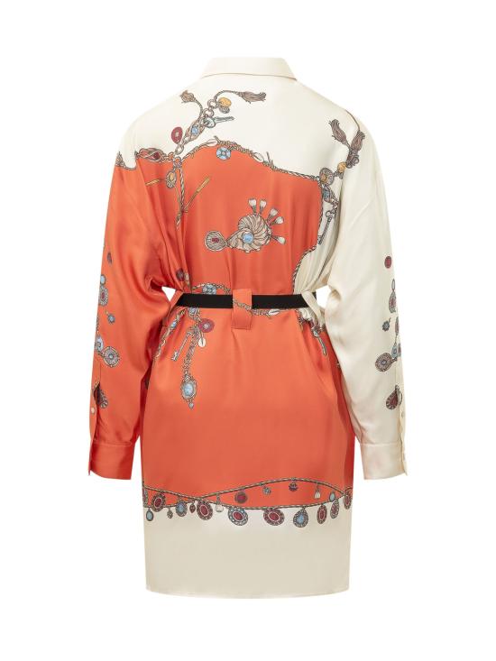 26FW 베르사체 미디 원피스 10254951A18636 5O360 ORANGE WHITE GOLD - VERSACE