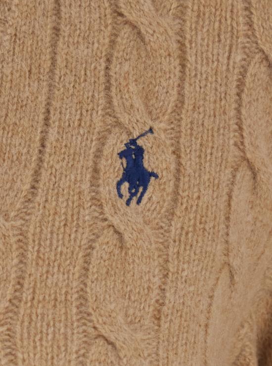 26FW 폴로 랄프로렌 포니 로고 자수 케이블 니트 v넥 스웨터 211971866002 Beige - POLO RALPH LAUREN