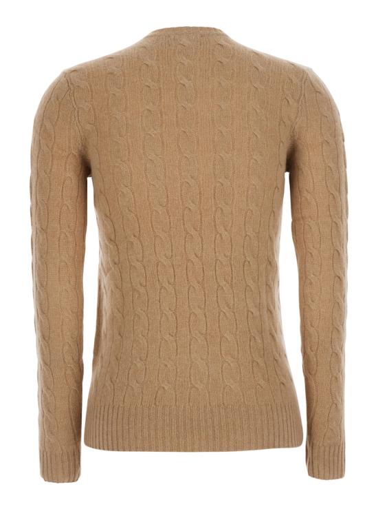 26FW 폴로 랄프로렌 포니 로고 자수 케이블 니트 v넥 스웨터 211971866002 Beige - POLO RALPH LAUREN