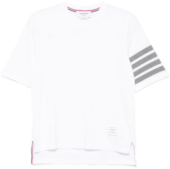 26FW 톰브라운 저지 다이애그널 숏슬리브 티셔츠 FJS102G 07862 100 WHITE DOM