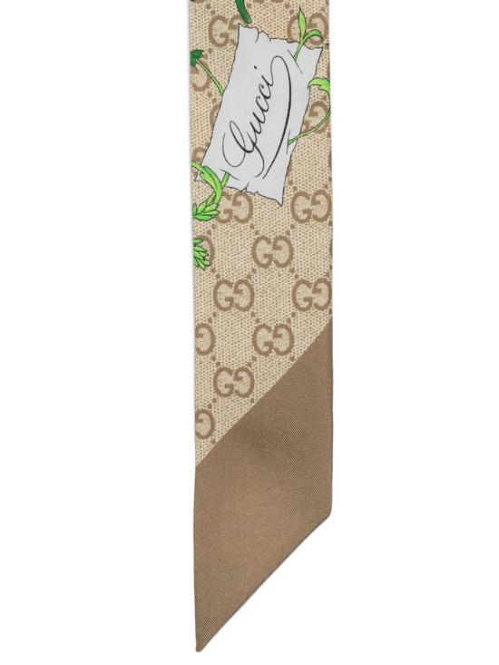 26FW 구찌 프린트 실크 리본 스카프 874776 3G001 9965 BEIGE DOM - GUCCI