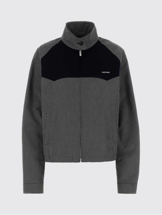 26FW 미우미우 깅엄 체크 블루종 자켓 ML1501SOOO19OS F0031 Grey