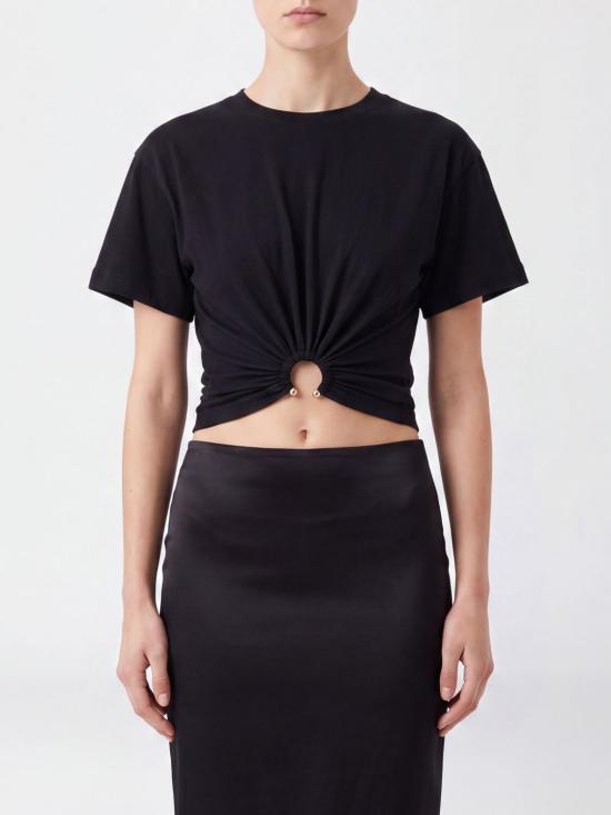 26FW 파코라반 반팔 티셔츠 23AJTO539CO0485 P001 Black