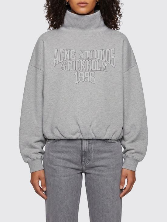 26FW 아크네 스튜디오 플리스 로고 스웨트셔츠 플리스 로고 스웨트셔츠 AI0193 990 Grey