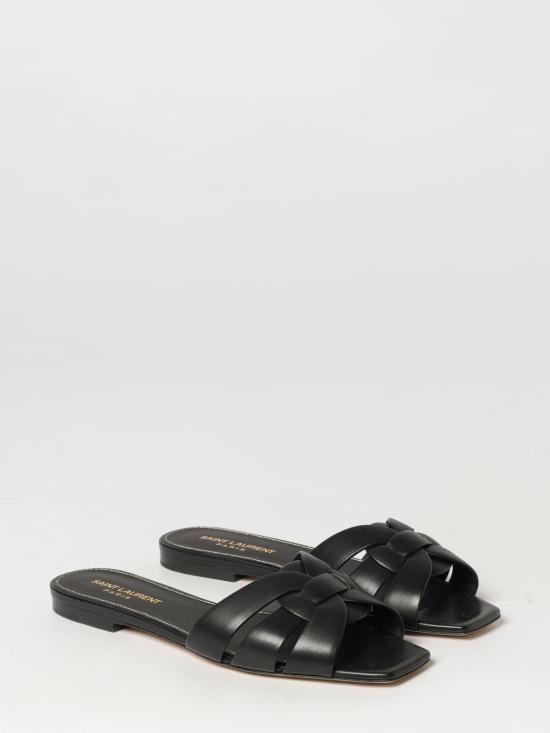 26FW 생로랑 스무스 레더 트리뷰트 플랫 뮬 571952BDA00 1000 Black - SAINT LAURENT