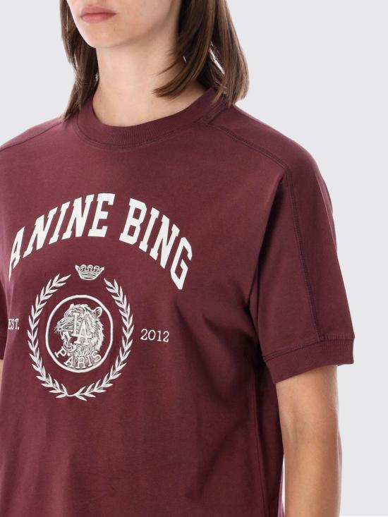 26FW 애니빙 반팔 티셔츠 A0812695 28 Burgundy - ANINE BING