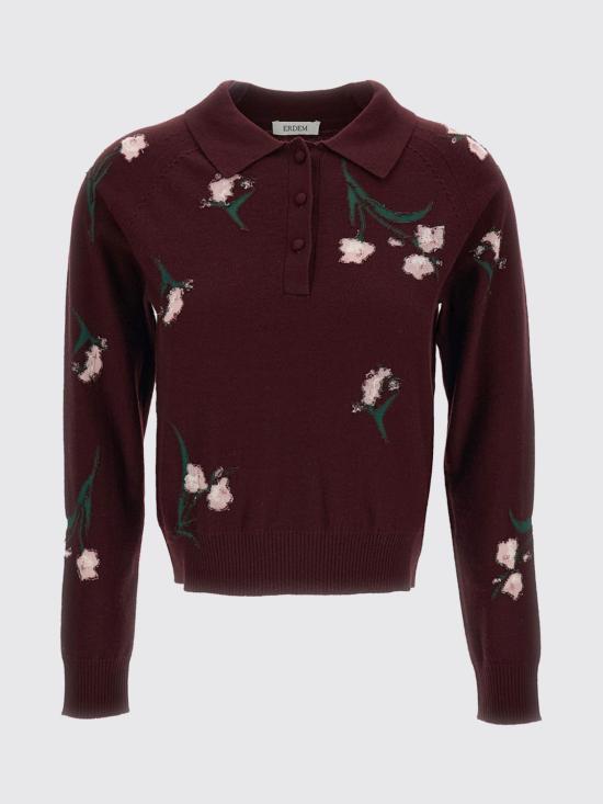 26FW 에르뎀 폴로 티셔츠 PF26KT5930256012 BORDEAUX Burgundy - ERDEM