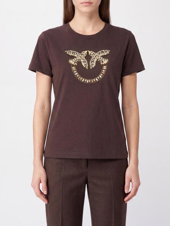 26FW 핑코 반팔 티셔츠 100535A3JP L72 Brown
