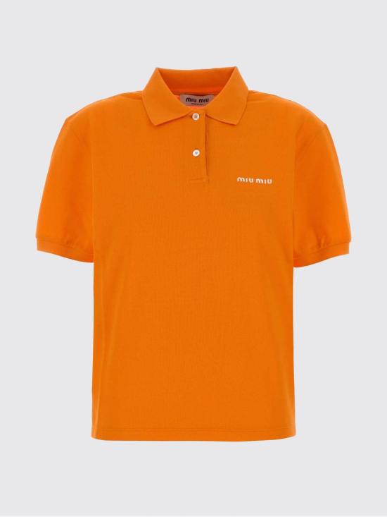 26FW 미우미우 로고 자수 폴로 셔츠 MJN535SOOO14RW F0049 Orange