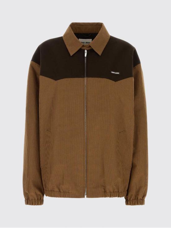 26FW 미우미우 깅엄 체크 블루종 재킷 ML1509SOOO19OS F0QB7 Brown