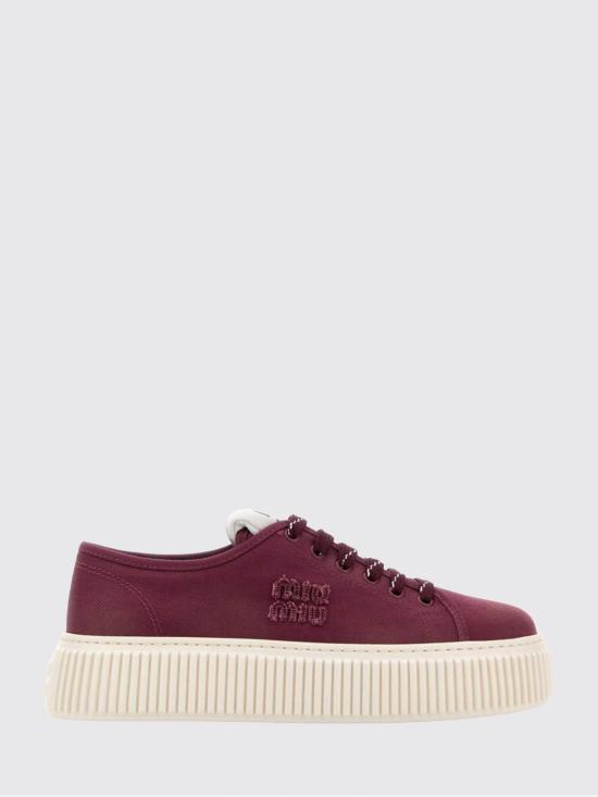 26FW 미우미우 로고 데님 스니커즈 5E389EF0051350 F0007 Burgundy