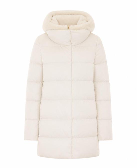 26FW 에르노 새틴 & 뉴 레이디 퍼 A셰이프 다운 자킷 PI001934D 12170Z1000 White