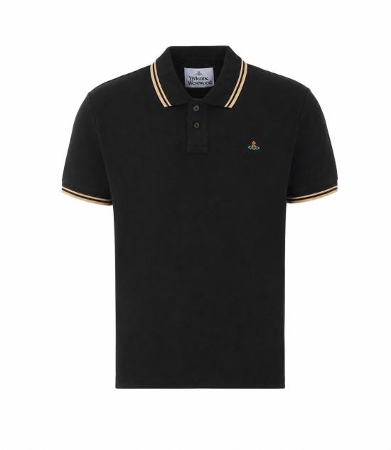 26FW 비비안웨스트우드 스크리블 체크 코튼 반팔 폴로 셔츠 2H01000Y J00AUN401 Black