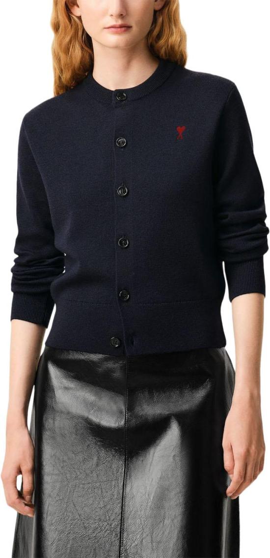 26FW 아미 크루넥 울 가디건 FKC361001414 NAVY - AMI