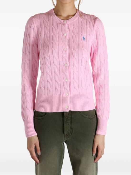 26FW 폴로 랄프로렌 폴로 자수 케이블 니트 가디건 211971868010CARMEL PINK - POLO RALPH LAUREN