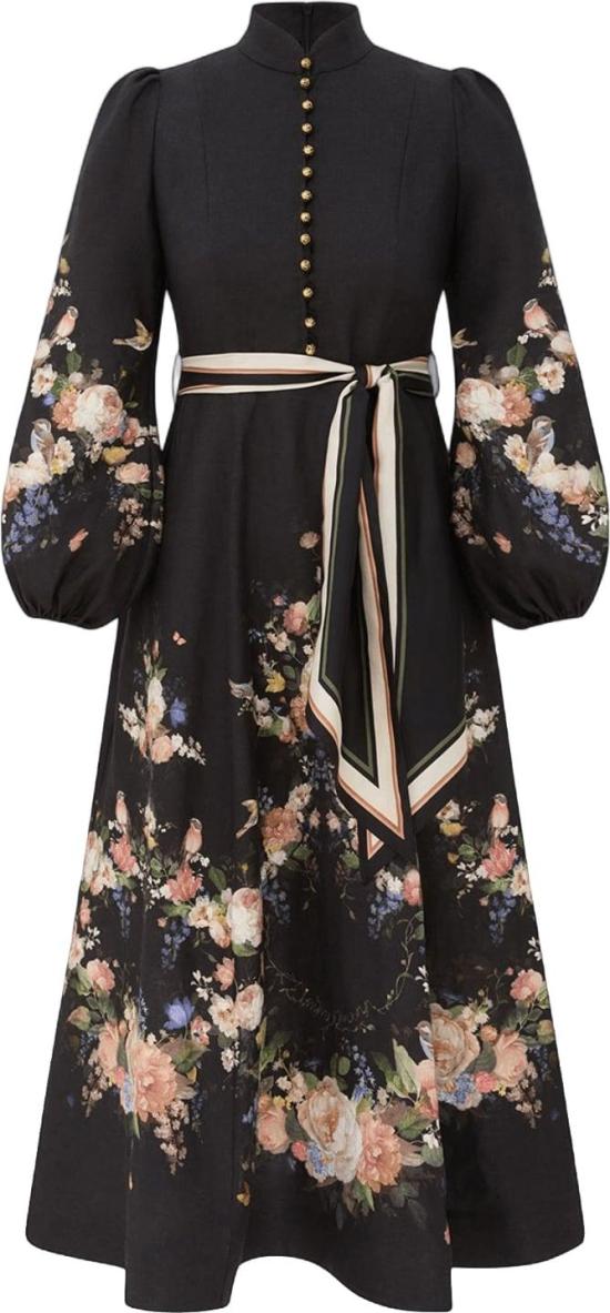 26FW 짐머만 롱 원피스 ZIMMERMANN9143DF261BLBQVALIANTBUTTONMIDIDRESSBLACKDESSIN