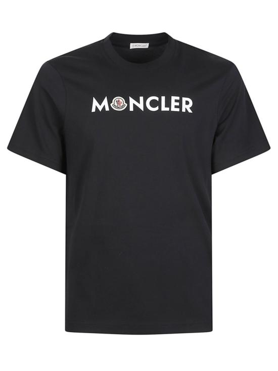 26FW 몽클레어 프런트 로고 프린트 코튼 저지 크루넥 반팔 티셔츠 L2 091 8C000 51 89B8Q Black