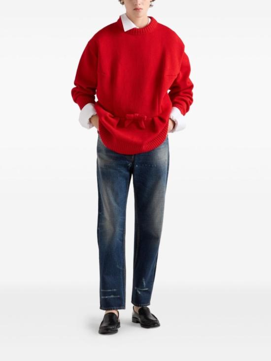 25FW 프라다 울 보우 가디건 P24V2P18JOS OOOF0011 Red - PRADA