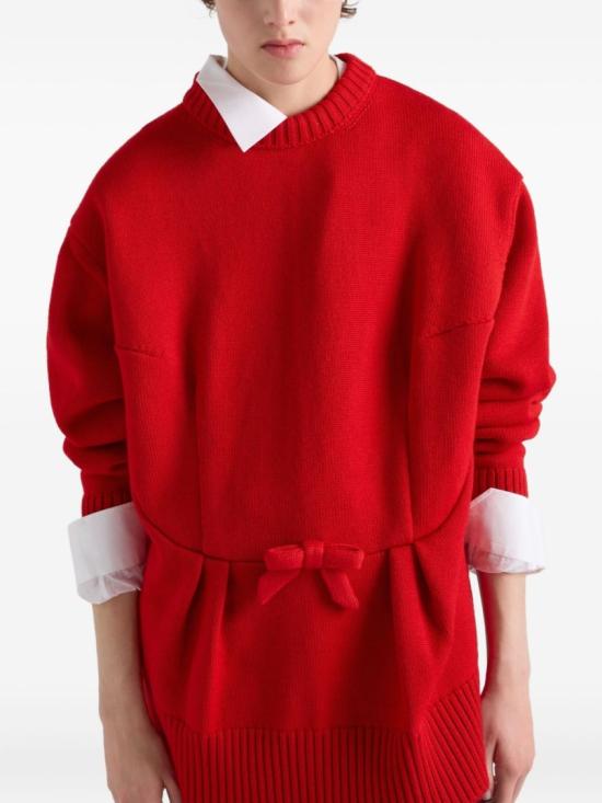 25FW 프라다 울 보우 가디건 P24V2P18JOS OOOF0011 Red - PRADA