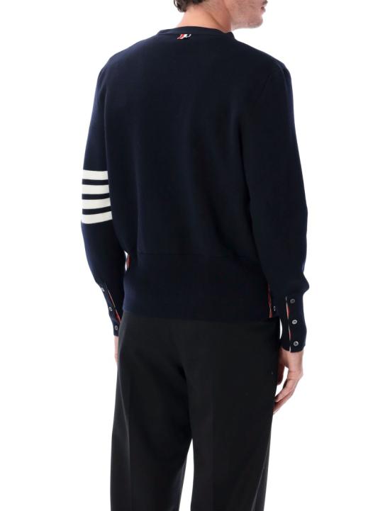 26FW 톰브라운 울 4바 브이넥 가디건 MKC160A00014415 Black - THOM BROWNE