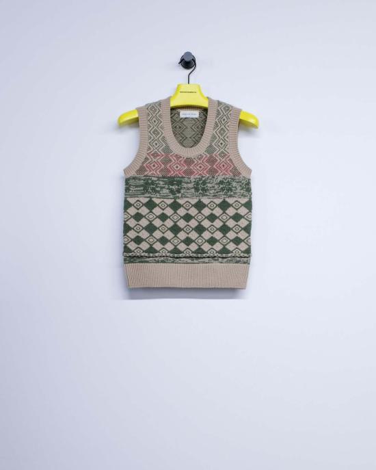  드리스 반 노튼 니트 베스트 Dries Van Noten 샴페인 자카드 울 마호바