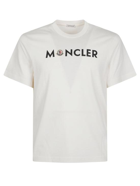 26FW 몽클레어 프런트 로고 프린트 코튼 저지 크루넥 반팔 티셔츠 L2 091 8C000 51 89B8Q White