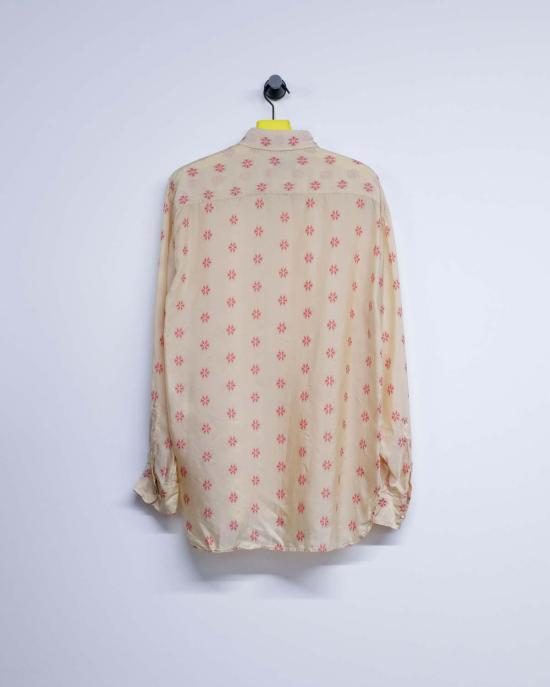  드리스 반 노튼 탑 Dries Van Noten 플로럴 쿠프로 자카드 크룸 루즈 셔츠 - DRIES VAN NOTEN