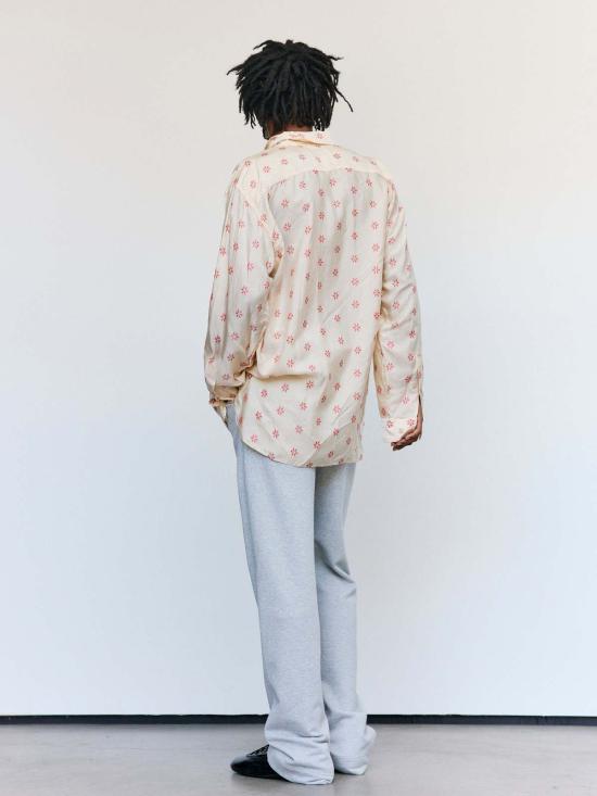  드리스 반 노튼 탑 Dries Van Noten 플로럴 쿠프로 자카드 크룸 루즈 셔츠 - DRIES VAN NOTEN